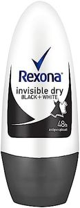 Rexona Women Antiperspirant Roll On Deodorant Invisible Dry, Black+White, 50ml