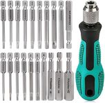 K Kwokker 20PCS Allen Key Bit Set Hex Wrench Magnetic Screwdrivers, 2.3" Long 1/4" Diameter Allen Wrench Drill Bit with Mini Handle Screwdriver