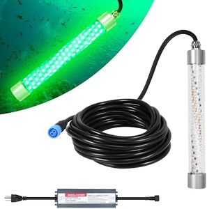 HUSUKU FS0-3 LED Underwater Fishing Light with Transformer AC110~265V - 100W 10,000lm with 16.4ft Cord Green Night Fishing Finder Attractor, IP68 Submersible Boat Lamp for Snook Crappie Squid Shrimp