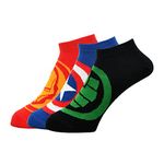 BALENZIA X Marvel Iron Man,Captain America & Hulk Logo Themed Lowcut/Ankle Length Socks for Men-(Pack of 3 Pairs)(Free Size) Blue,Red,Green