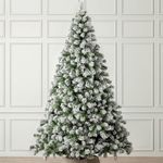 CHRISTOW Flocked Artificial Christmas Tree 8ft, Luxury Snowy Indoor Home Xmas Decoration, Bushy Hook On Branches, Natural Looking PVC & PE Needles, Easy Assembly with Stand (tree skirt not included)