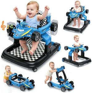5-in-1 Baby Walker for Boys Girls 6-12 Months Toddler Activity Bouncer Blue