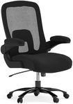 Flash Furniture Big & Tall Swivel Office and Gaming Chair with Lumbar and Back Support, Ergonomic Mesh Office Chair with Flip-Up Armrests and Adjustable Height, Black