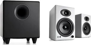 Audioengine A5 Plus White Powered Speakers with S8 Black Subwoofer and Remote