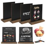 Pack of 8 Slate Board for Writing on Chalkboard Small with Rustic Wooden Stands Buffet Signs Price Tags Stand Drink Card for Bar Cafe Birthday Wedding Includes 3 Pens