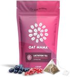 Oat Mama Lactation Tea: Blueberry Pomegranate, Organic Herbs to Help Increase Breast Milk Supply, Lactation Support for Breastfeeding Moms, Fenugreek-free, 14 Biodegradable Tea Sachets, Women-Owned