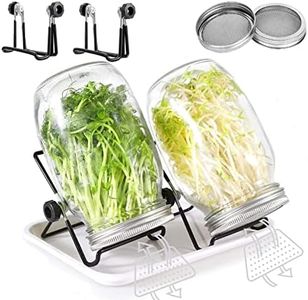 Seed Sprouting Jar Kit 2Pcs Wide Mouth Sprouting Jars with Lids Microgreens Sprouts Growing Kit Seed Germination Kit Indoor Sprouter Set for Growing Broccoli Alfalfa Bean Sprouts