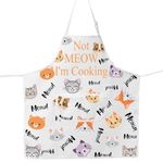 MYSOMY Cat Apron With Pockets Cat Pattern Apron Cat Cooking Apron Cat Baking Apron Not Meow I'm Cooking Cat Kitchen Aprons For Women (Not Meow white Apron)