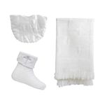 Baby Boys & Girls Christening Set, Wrap, Bib, Socks, Christening Day Gift Set, White, 0-6 Months