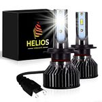 HELIOS H7 Headlight Bulbs Led 18000 LM Super Bright Fan Cooling All In One Cool White Conversion Kit Hi/Lo (DC 9-30V) 6000K (36W x2) 30,000Hours over 200% Brighter, Braided Cable