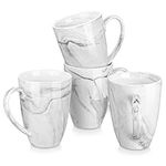 MALACASA Coffee Mugs, Porcelain 16 OZ Mugs Set of 4, Marble Grey Ceramic Cups with Handle for Tea, Juice, Latte, Cappuccino, Cocoa, Dishwasher&Microwave Safe, Series REG