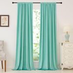 nanbowang Aqua Green Velvet Curtains 108 Inches Long Soft Curtains Rod Pocket Thermal Insulated Curtains Window Treatment for Bedroom Light Filtering Curtains Set of 2 Panels