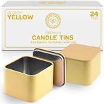 Hearts & Crafts Glossy Yellow 8 oz Tin Containers with Lids - Pack of 24 - Heat Resistant, Non-Rusting Empty Candle Jars for Candle Making, Crafts, Gifts, and Storage and DIY Projects