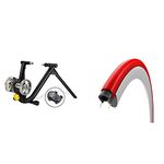 Saris Fluid² Smart Kit Wheel On Turbo Trainer for Road and Mountain Bikes Zwift Compatible & Vittoria Zaffiro Pro Home Full Tyre Designed for indoor Trainers - Red, 700 x 23 c