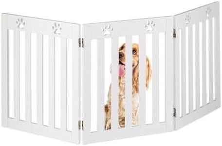 Relaxdays Valla Seguridad para Perros, Barrera de Escalera, Reja Protectora Autónoma, 60 x 153 cm, MDF, Plegable, Blanco, Tablero de Fibras