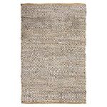 Bravich Recycled Leather Chindi Rug- Sand Beige. Small Handmade Area Rag Rug, Woven Traditional Indian Carpet For Living Room, Bedroom, Hallway - 60x90cm (2' x 3').