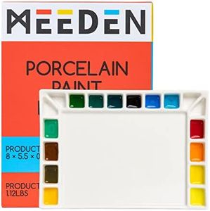 MEEDEN Ceramic Watercolor Palette, Porcelain Paint Palette for Watercolor Painting Mixing, Rectangle, 18 Wells