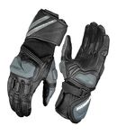 Cramster K2K Gloves - Full Gauntlet Motorcycle Riding Leather Gloves | Impact Protection | Scaphoid Protection | Abrasion Resistance – Black Grey, XL