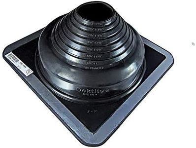 DEKTITE #4(DFE104B) Square Black EPDM Flexible Pipe Flashing (Roof Jack, Pipe Boot Flashing) Dektite for OD Pipe Sizes 3" - 7"