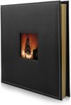 Golden State Art, Self Adhesive Magnetic Photo Album, Self-Stick DIY Scrapbook Holds Photos-Overall Size 10.6 x 11.4 Inch for Weddings Holidays Family (Leather Black, 40 Pages/20 Sheets)