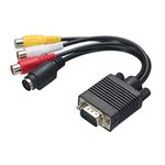 Honeytecs VGA to S-Video 3 RCA TV AV Converter Cable Adapter 3 RCA Female Converter Cable VGA to Video TV Out S-Video AV Adapter(Black,White,Yellow)