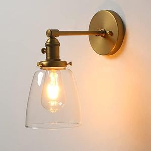 Phansthy Vintage Style Wall Lights Clear Glass Shade, Edison Industrial Wall Sconce E27 Indoor Light Fixtures Loft Bar Kitchen Lamp Lighting(Antique)