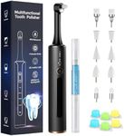 Tooth Polisher Kit with 4 Speed Modes, 5 Brush Heads, 6 Polishing Pastes & Desensitizing Gel,Rechargeable Electric Tooth Polishing Tool with LED Light & Travel Case, Home Use Teeth Whitening Cleaner