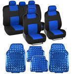 BDK PolyPro Car Seat Covers, Full Set – Front and Rear Split Bench Protection, Includes 4PC Vibrant Metallic Floor Mats, Easy to Install, Universal Fit for Auto Truck Van SUV