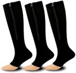 Rolxmed Compression Sock for Women Flight Travel15-20mmHg Pressure Support Wide Calf Plus Size Mens (Multipacks, M-4XL) (Black*3_Zip, XXL)