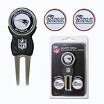 Team Golf Adult Unisex Signature and 2 Extra Divot Tool Pack With 3 Golf Ball Markers, New England Patriots, One Size US