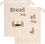 Extra Large New Living Organic Linen Cotton Bread Bag | 44x35 cm | 2 x Reusable Bread Bags | Food Storage Bag | Bread Storage Bags | Eco Bread Bag