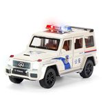 FEXXA 1:32 Scale Exclusive Alloy Metal Pull Back Die-cast Car Model with Sound Light Mini Auto Toy for Kids Metal Model Toy Car with Sound and Light? (AMG G63 POLICE-WHITE)