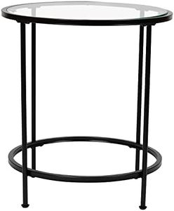 Flash Furniture Astoria Collection Round End Table - Modern Clear Glass End Table - Matte Gold Frame
