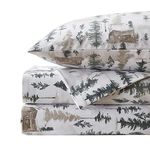 Flannel Sheets Warm and Cozy Deep Pocket Breathable All Season Bedding Set with Fitted, Flat and Pillowcases, Queen, Winter Cabin Lodge