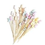 100Pcs Easter Disposable Bamboo Skewers,Easter Bunny Cocktail Picks,Rabbit Easter Sandwich Eggs Buffet Fruit Picks Fork Food