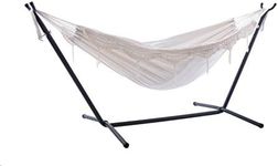 Vivere UHSDO8-00 Double Cotton Hammock with Space-Saving Steel Stand Including Carrying Bag, Natural