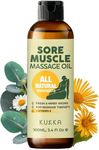 Kukka Essential Oils Sore Muscle Massage Oil for Massage Therapy - 100% Pure Natural Relaxing Body Oil for Pain Women & Men - Eucalyptus Roman Chamomile Blended - Spa Quality & Light Weight 100 ML