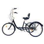 WSIKGHU 24 Inch Tricycle For Adults Adult Trike Bike Cruise Trike 3 Wheel Adult Tricycle 3 Wheel 6 Speed Seniors Shopping Cargo Trike Adult Bike With Basket And Seat With Backrest Bike (Black)