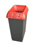 Chabrias Ltd 50 Litre Recycling Waste Bin - Made in England From 100% Recycled Plastic (Red Lid & Plastic Bottle Logo)