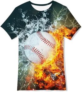 Boys Baseball Tee Shirt 12t Novelty 3D Graphic T-Shirt Summer Vocation Short Sleeve Tops Party Daily Wear 8-9 Years