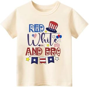 cheerilulu Independence Day 4th of July Shirt for Toddler Boys Girls Kids, USA Flag Red White Blue T-Shirt Graphic Top Tee 2-8T