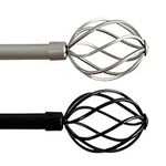 H.Versailtex Window Treatment Single Curtain Rods Set, Twisted Cage Finials, Length from 66 to 120 Inches, 3/4 - Inch Diameter, Nickel