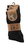 3 pairs of PURE ORGANIC COTTON Winter Socks, Women, Super Soft, Breathable, 100% NATURAL, Seamless, Hypoallergenic (8-11, Black)