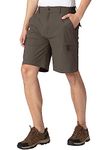 BGOWATU Men's Quick Dry Cargo Shorts with Zipper Pockets Hiking Outdoor Casual Work Travel Fishing Golf Shorts Dark Khaki Size 38