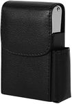 Fdit PU Leather Cigarette Box Case with Pouch Lighter Holder Cigarette Case Wallet Design for Men and Women Unisex(Black)