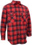 Zmart Australia Men's 100% Cotton Flannelette Shirt Long Sleeve Plaid Check Flannel w Pockets, Lumberjack Red Buffalo Plaid, XL