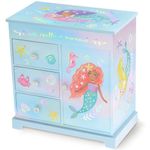 Mermaid Musical Jewelry Box for Girls - Kids Music Box with Drawers, Mermaid Gifts for Girls Birthday, Mermaid Jewelry Boxes for Ages 3-10 - 22,9 x 12,7 x 23,5 cm, Blue