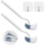 Toilet Brush, Curved Design Angled Cleaner Brush Scrubber for Deep Cleaning, Long Plastic Handle and Flexible Bristles Bathroom Toilet Bowl Brush (2 Pack)