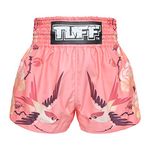 Tuff Sport Boxing Muay Thai Shorts Women Girls Kick Martial Arts Training Gym Clothing Trunks, Pink Birds, X-Large