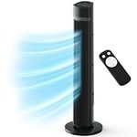 Pro Breeze Silent Bladeless Tower Fan with Remote Control, 90° Oscillation, 15H Timer, 4 Modes, 3 Speeds - Powerful Electric 45W Motor Standing Fan - Portable Quiet Fan for Bedroom, Black